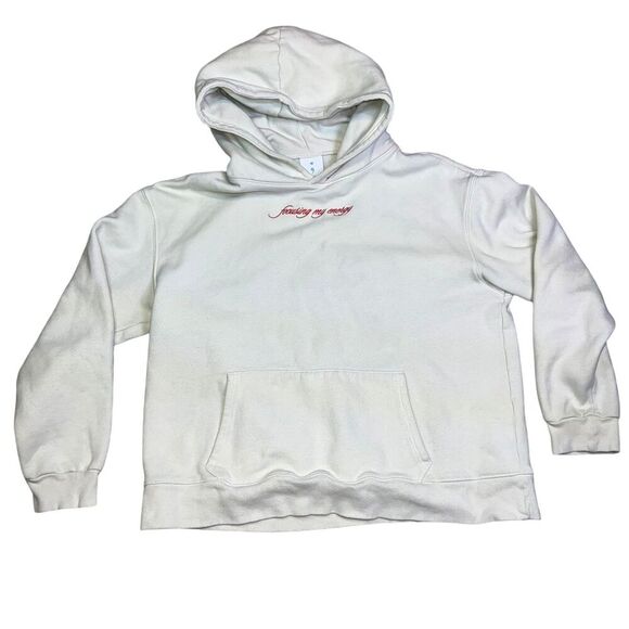 Unfinished Apparel Focusing My Energy Hoodie Size Large White Heavy Pullover - Picture 4 of 11
